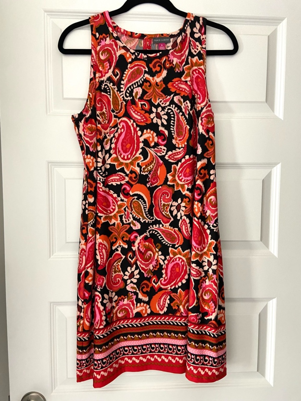 Vince Camuto Paisley Sleeveless Shift Dress Pink Orange Size PL (Petite Large)